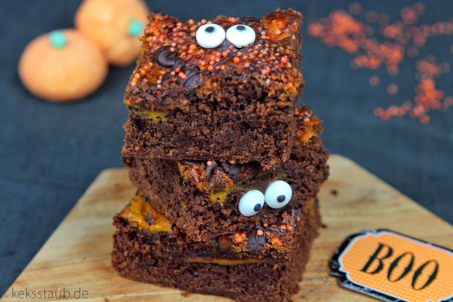 gruselige Kürbisbrownies zu Halloween mit Thermomix Anleitung - keksstaub.de